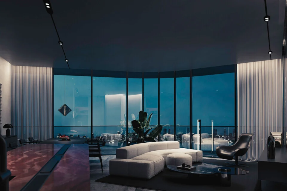 BRABUS signature lounge with city views — artist's impression